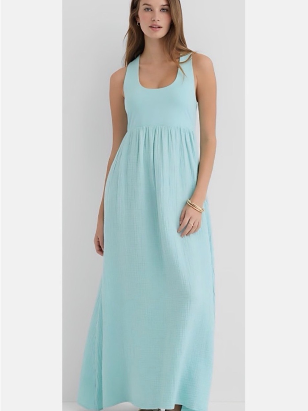 NWT Loft Beach Triple Cloth Aqua Maxi Dress
